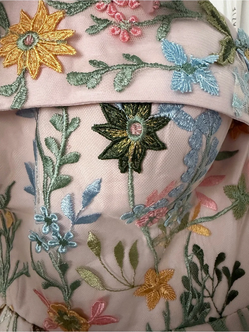 Floral Embroidered Pink Midi Gown - Picture 4 of 10